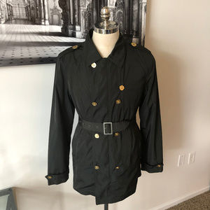 Kenneth Cole Green Belted Zip Trench Coat